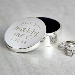 Personalised Silver Plated Will You Marry Me Ring Box