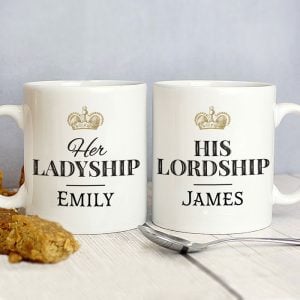 Personalised Ladyship and Lordship Ceramic Mug Set