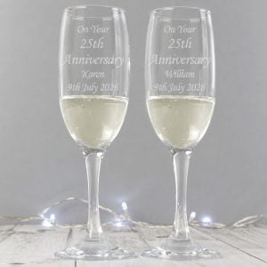 Personalised Celebration Pair of Glass Flutes