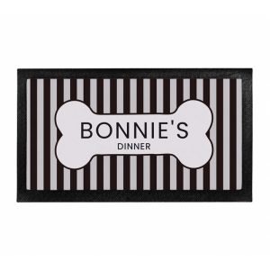 Personalised Black Stripe Pet Dog Bowl Mat