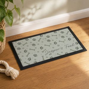 Personalised Grey Dog Icons Pet Feeding Bowl Mat