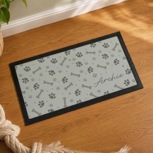 Personalised Grey Dog Icons Pet Feeding Bowl Mat