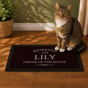 Personalised Reserved For Pet Feeding Bowl Mat