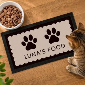 Personalised Paw Prints Pet Feeding Bowl Mat