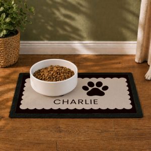Personalised Paw Prints Pet Feeding Bowl Mat