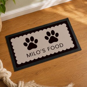 Personalised Paw Prints Pet Feeding Bowl Mat