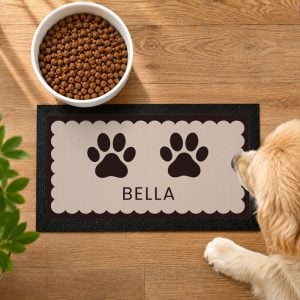 Personalised Paw Prints Pet Feeding Bowl Mat