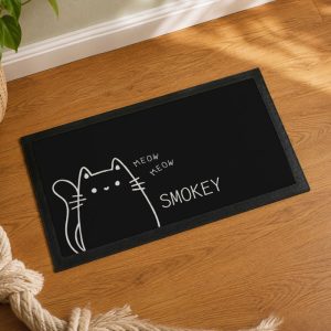 Personalised Cartoon Cat Feeding Bowl Mat