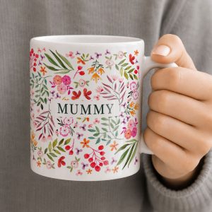 Personalised Floral Pattern Ceramic Tea or Coffee Mug