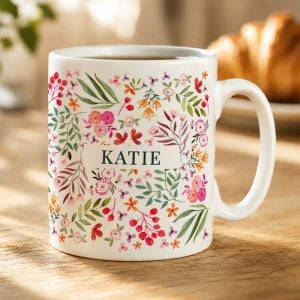 Personalised Floral Pattern Ceramic Tea or Coffee Mug