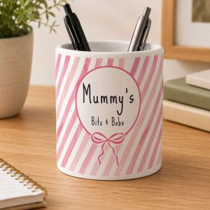 Personalised Pink Stripe Ceramic Storage Pot