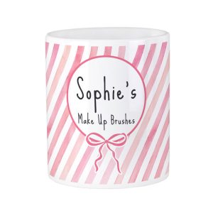 Personalised Pink Stripe Ceramic Storage Pot