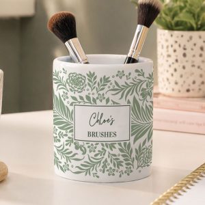 Personalised Green Leaves Ceramic Storage Pot