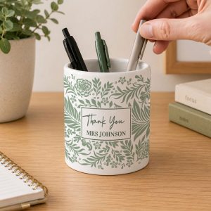 Personalised Green Leaves Ceramic Storage Pot