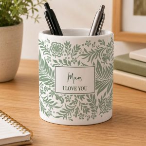 Personalised Green Leaves Ceramic Storage Pot