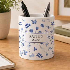 Personalised Blue Floral Ceramic Storage Pot