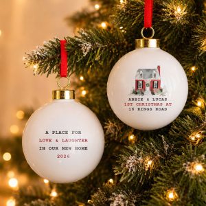 Personalised Water Colour House Ceramic Tree Bauble New Home