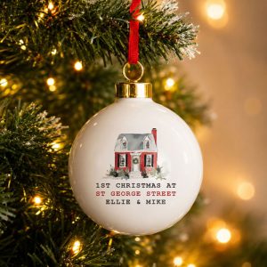 Personalised Water Colour House Ceramic Tree Bauble New Home
