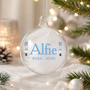 Personalised Nutcracker Characters White Feather Tree Bauble