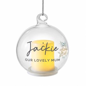 Personalised Floral Memorial LED Candle Tree Bauble
