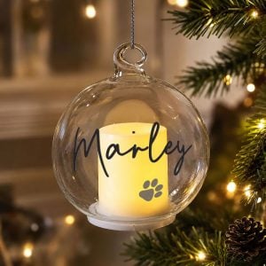 Personalised Pawprint Memorial LED Candle Tree Bauble