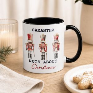 Personalised Nutcracker Black Handle Ceramic Christmas Mug