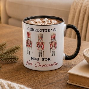 Personalised Nutcracker Black Handle Ceramic Christmas Mug