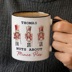 Personalised Nutcracker Black Handle Ceramic Christmas Mug