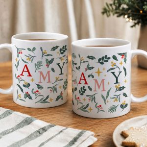 Personalised Christmas Pattern Ceramic Name Mug