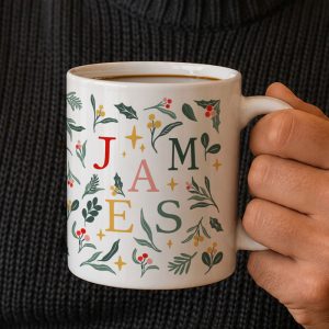 Personalised Christmas Pattern Ceramic Name Mug