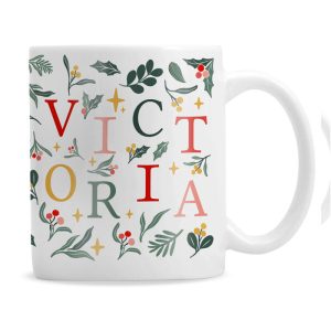 Personalised Christmas Pattern Ceramic Name Mug