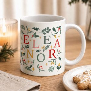 Personalised Christmas Pattern Ceramic Name Mug