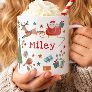 Kid's Personalised Christmas Characters Plastic Mug