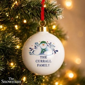 Personalised The Snowman Botanical Christmas Tree Bauble