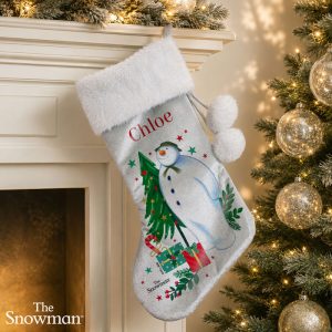 Personalised The Snowman Christmas Wishes Fabric Stocking