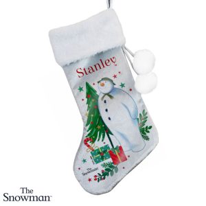 Personalised The Snowman Christmas Wishes Fabric Stocking