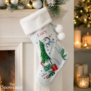 Personalised The Snowman Christmas Wishes Fabric Stocking