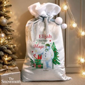 Personalised The Snowman Christmas Wishes Santa Sack
