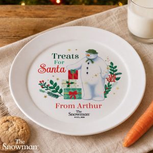 Personalised The Snowman Christmas Wishes Santa Treat Plate