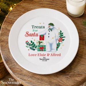 Personalised The Snowman Christmas Wishes Santa Treat Plate