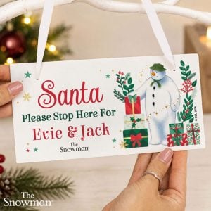 Personalised The Snowman Christmas Santa Stop Here Sign