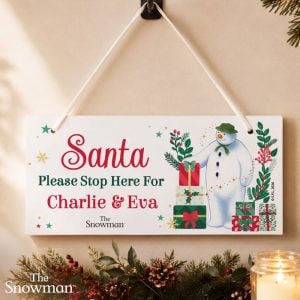 Personalised The Snowman Christmas Santa Stop Here Sign