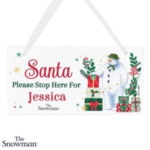 Personalised The Snowman Christmas Santa Stop Here Sign