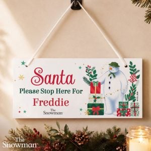 Personalised The Snowman Christmas Santa Stop Here Sign