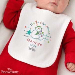 Personalised The Snowman My 1st Christmas Baby Bib