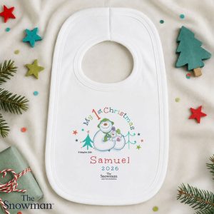 Personalised The Snowman My 1st Christmas Baby Bib