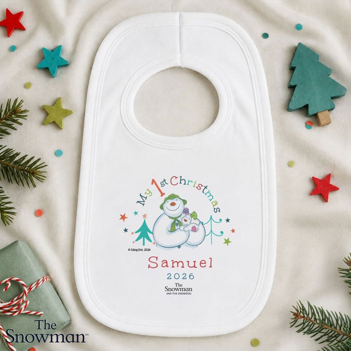Personalised The Snowman My 1st Christmas Baby Bib