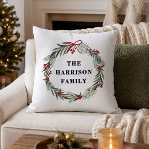 Personalised Christmas Wreath Cushion