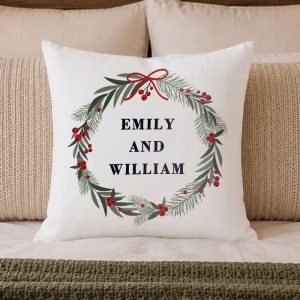 Personalised Christmas Wreath Cushion