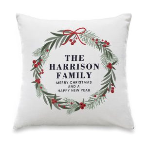 Personalised Christmas Wreath Cushion
